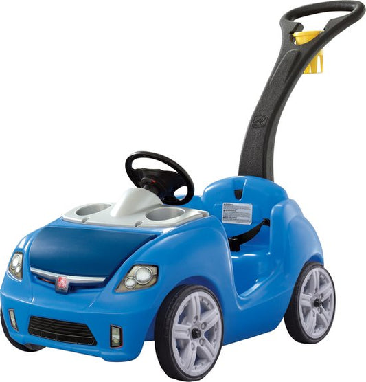 Step2 Whisper Ride Laufwagen in Blau – Schiebewagen / Laufwagen mit Schiebestange – Für Kinder ab 1,5 Jahren
