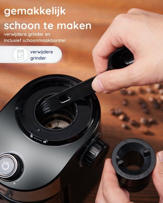 Safecourt Elektrische Kaffeemühle Deluxe - 25 Funktionen - 1000W - Für Kaffeebohnen - Schwarz