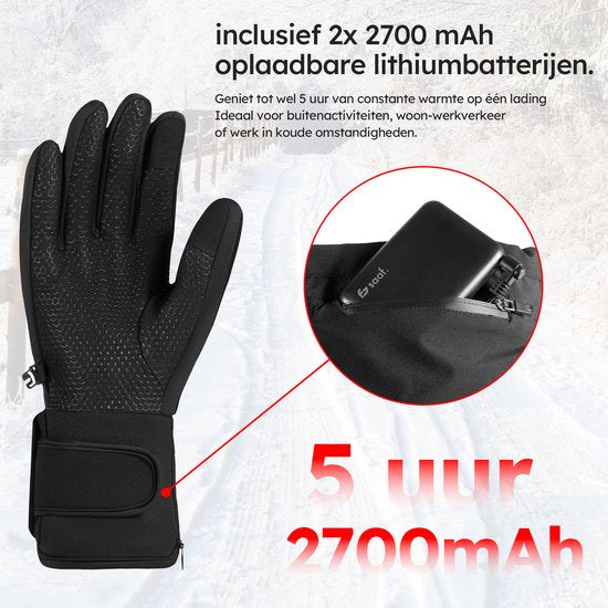 Beheizte Handschuhe - Light L - 3 Einstellungen - Elektrische Handschuhe - Wasser- und winddicht - Wiederaufladbare beheizte Handschuhe - Schwarz - Saaf Comfort