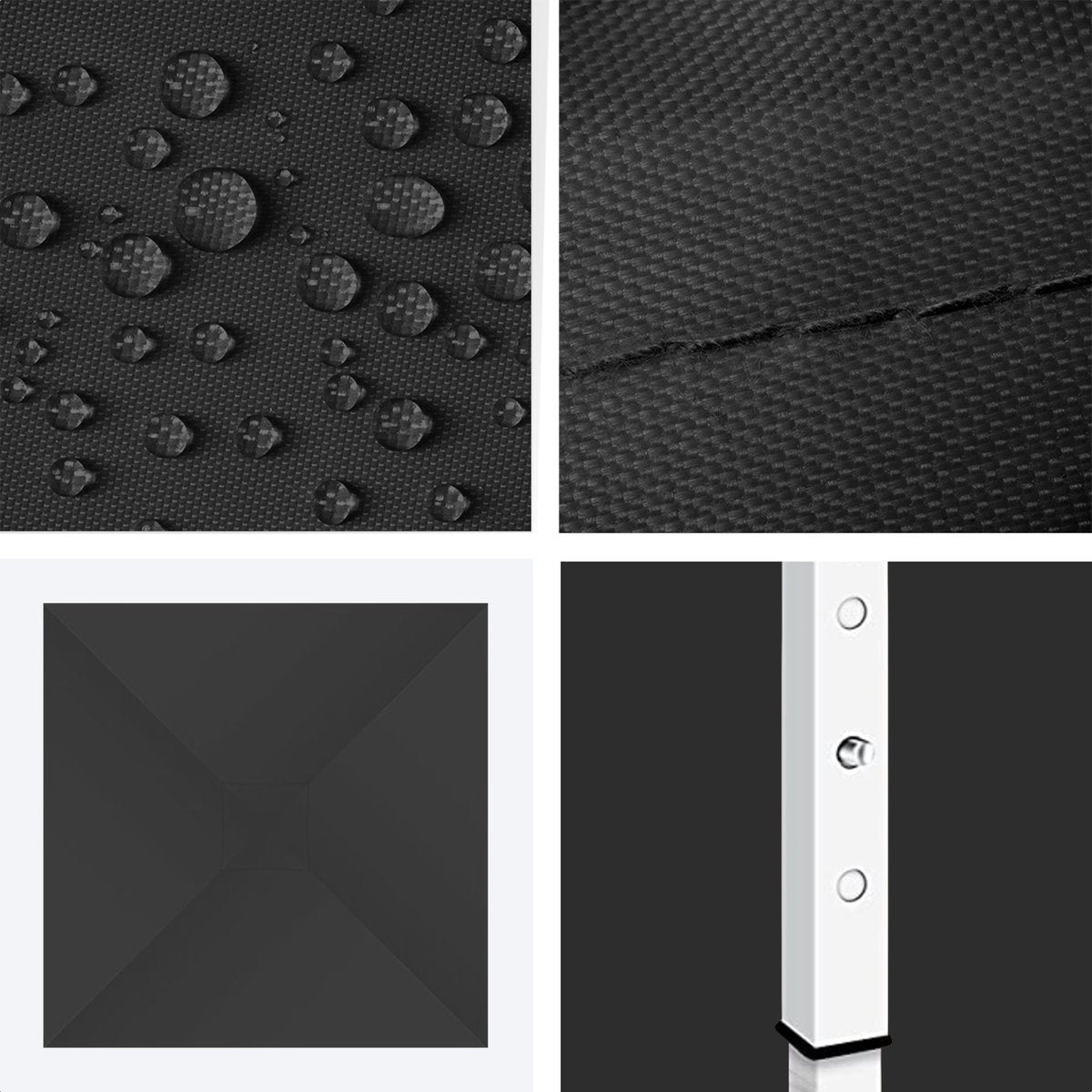 LifeGoods Partyzelt - Pavillon - 3x3 m - Einfacher Aufbau - Zusammenklappbar - Wasserdicht - Mit Tragetasche - Schwarz