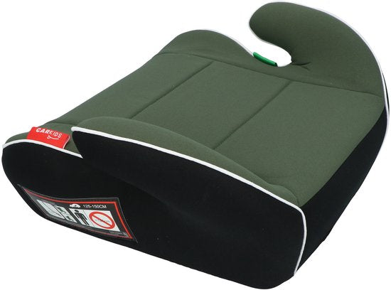 Carkids I-Size Sitzerhöhung Sam – Entspricht der Norm I-Size R-129 – Für Kinder von 125–150 cm – Abnehmbarer und waschbarer Bezug – Flexible Montage – Grün/Schwarz