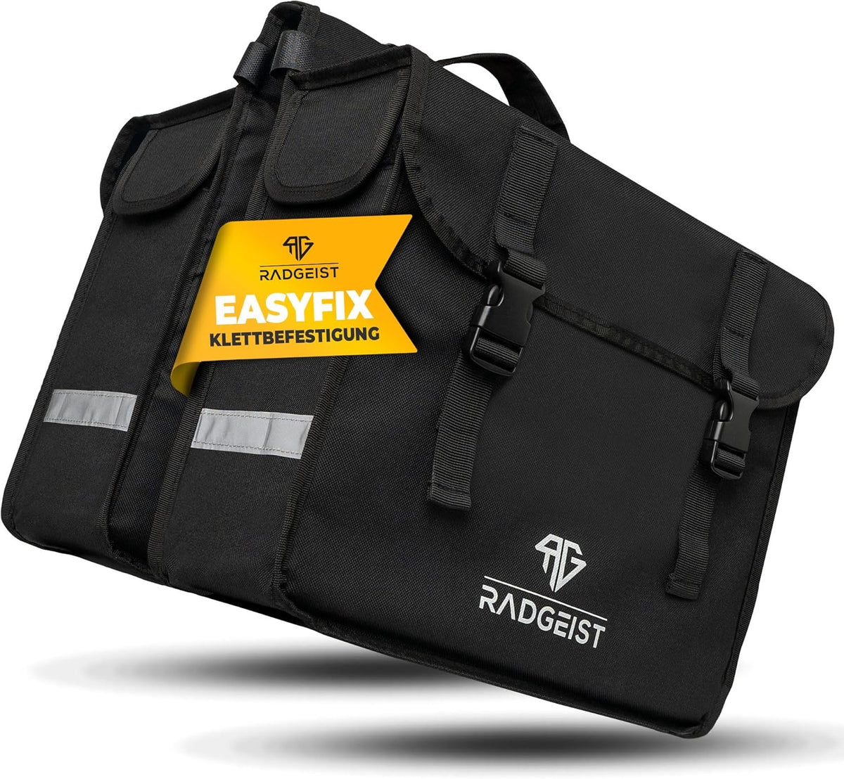 RADGEIST Doppel-Fahrradtasche I Doppel-Fahrradtasche für Gepäckträger 30L I Einfache Befestigung, Doppel-Fahrradtasche schwarz