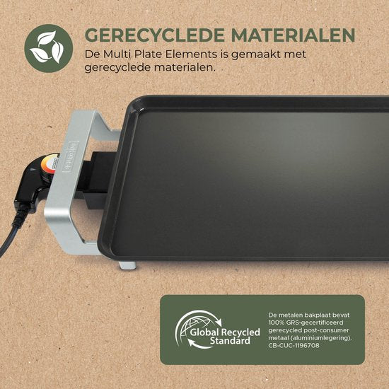 Bourgini Elements – Grillplatte – Backblech – PFAS-freie keramische Antihaftbeschichtung – 46 x 26 cm – 4–6 Personen – GRS-zertifizierte recycelte Materialien