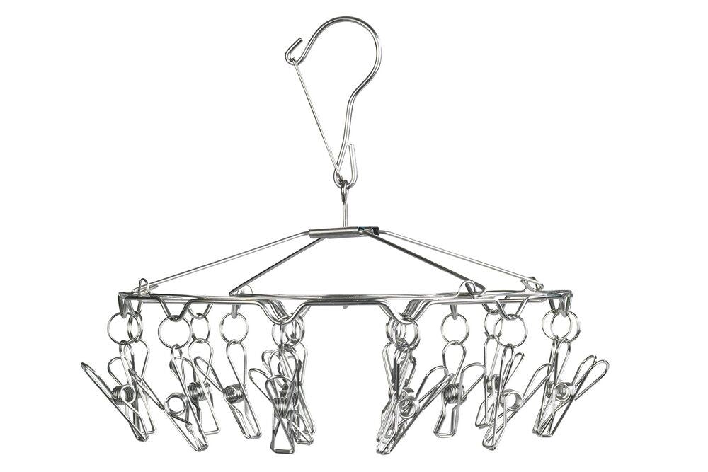 Wenko Wäschetrockner aus Edelstahl mit Wäscheklammern – 27 x 27 x 26 cm – Silber