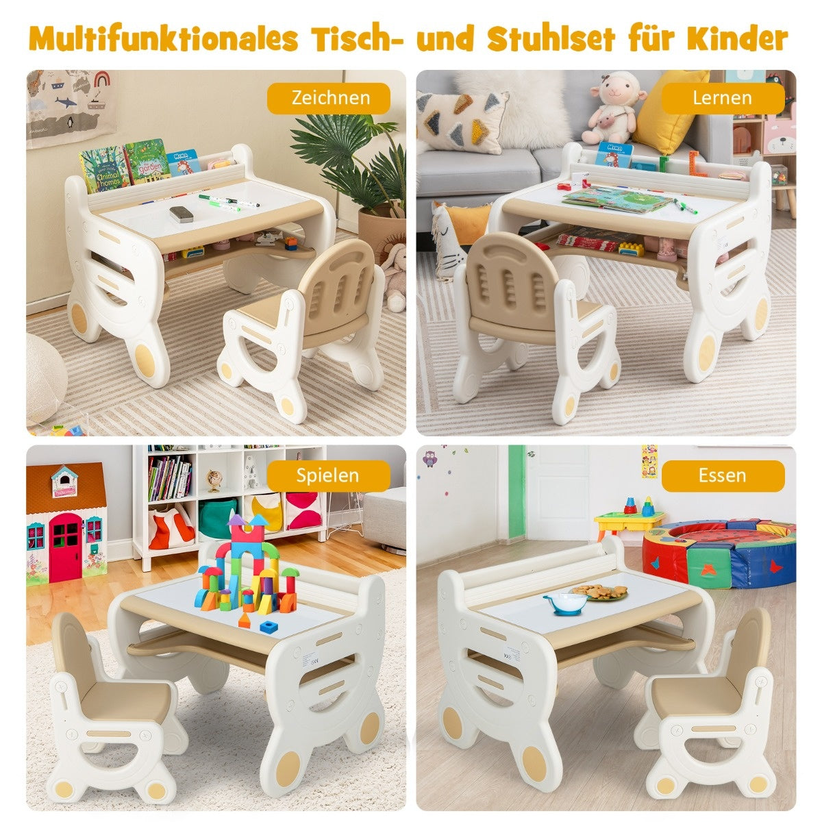 Coast Kindersitzgruppe mit längen- und neigungsverstellbarer Tischplatte Tisch braun