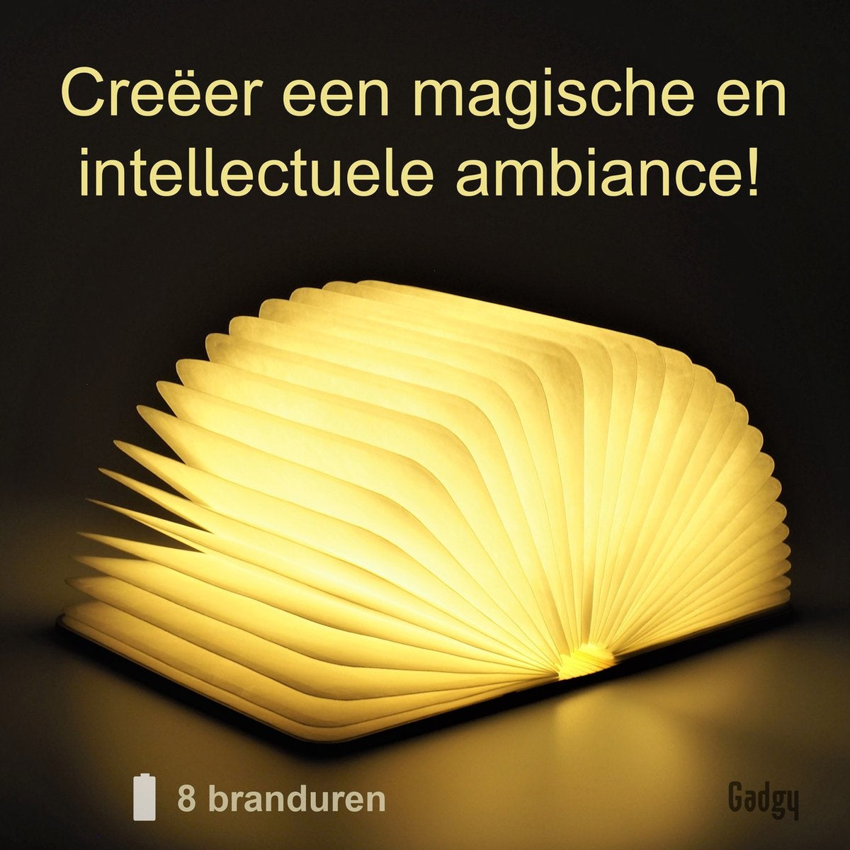 Gadgy Book Lamp - Tischlampe für das Schlafzimmer - Stimmungsvolle Innenbeleuchtung - Größe: 21,5 x 17cm - Wiederaufladbar