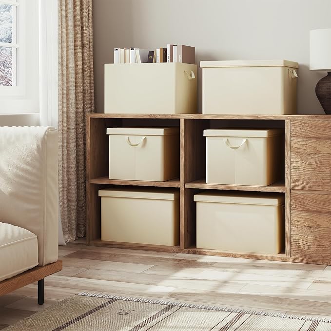 Woltu Faltbare Aufbewahrungsboxen, 3er-Set – 33 x 33 x 31 cm – Aufbewahrungskörbe für Schränke, Regale und Fächerschränke