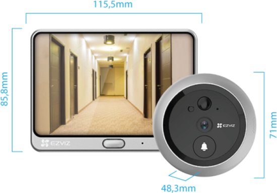 EZVIZ DP2 2K – Video-Türklingel mit 4,3-Zoll-Touchscreen – 2K-Video, 166°-Weitwinkel, PIR-Erkennung und Nachtsicht – Zwei-Wege-Audio – MicroSD