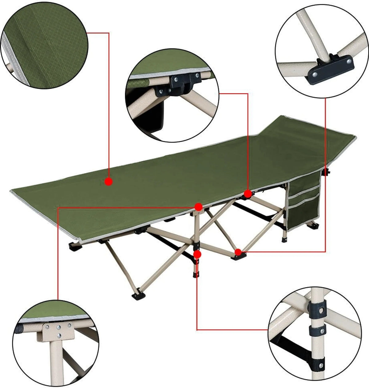 Yaheetech Klappbares Feldbett & Campingbett, 150 kg Tragkraft, mit Tragetasche – Armeegrün – Metall und Polyester