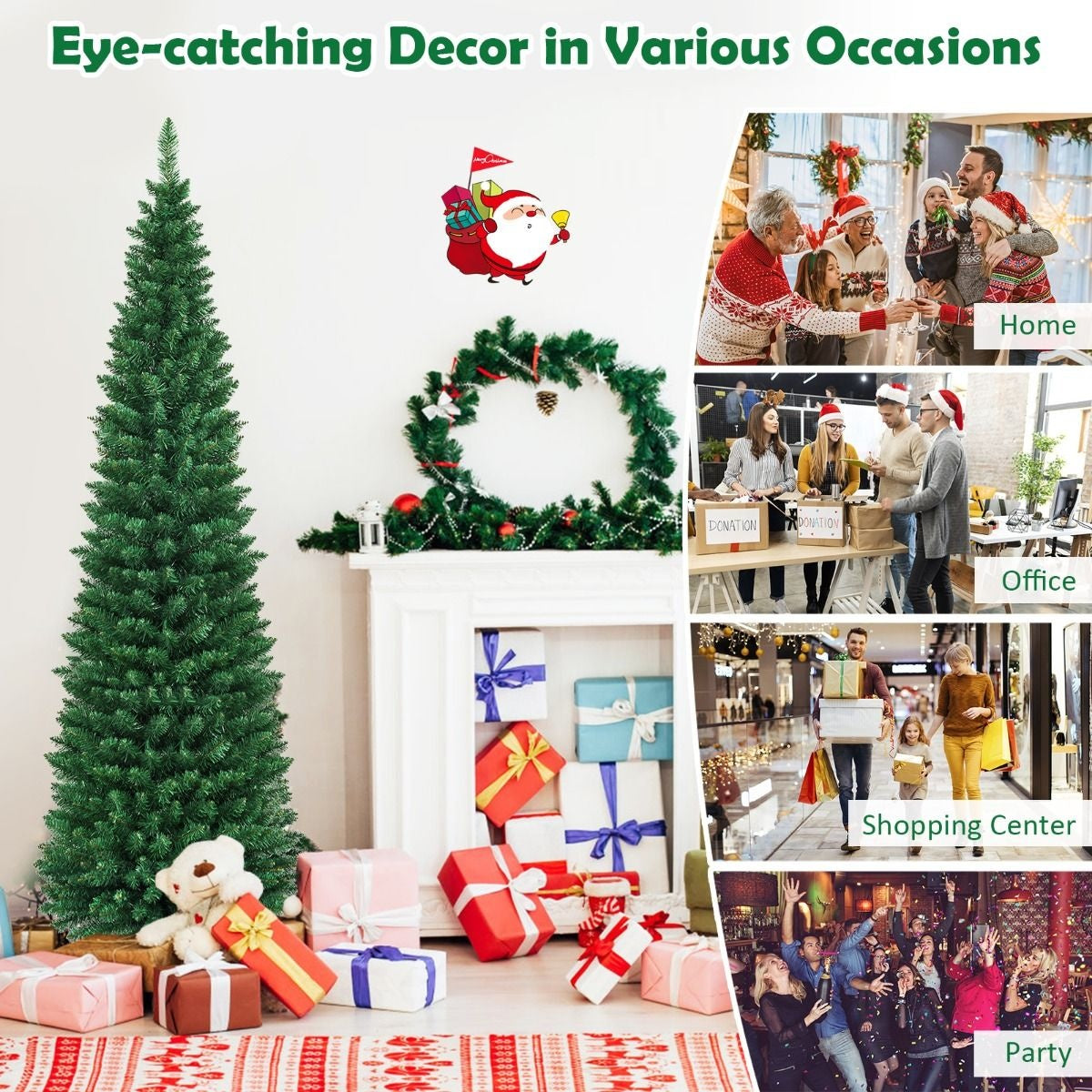 Coast Weihnachtsbaum Pencil Slim - 210 cm & 700 Spitzen - mit Metallständer und realistischen Zweigen - für drinnen und draußen - grünes PVC und Metall
