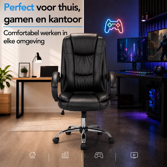 Infinity Goods Ergonomischer Bürostuhl – Office Chair – Verstellbar – 4D-Lendenstütze & Netzbezug – Bis zu 150 kg – NEN-EN1335 – Schwarz