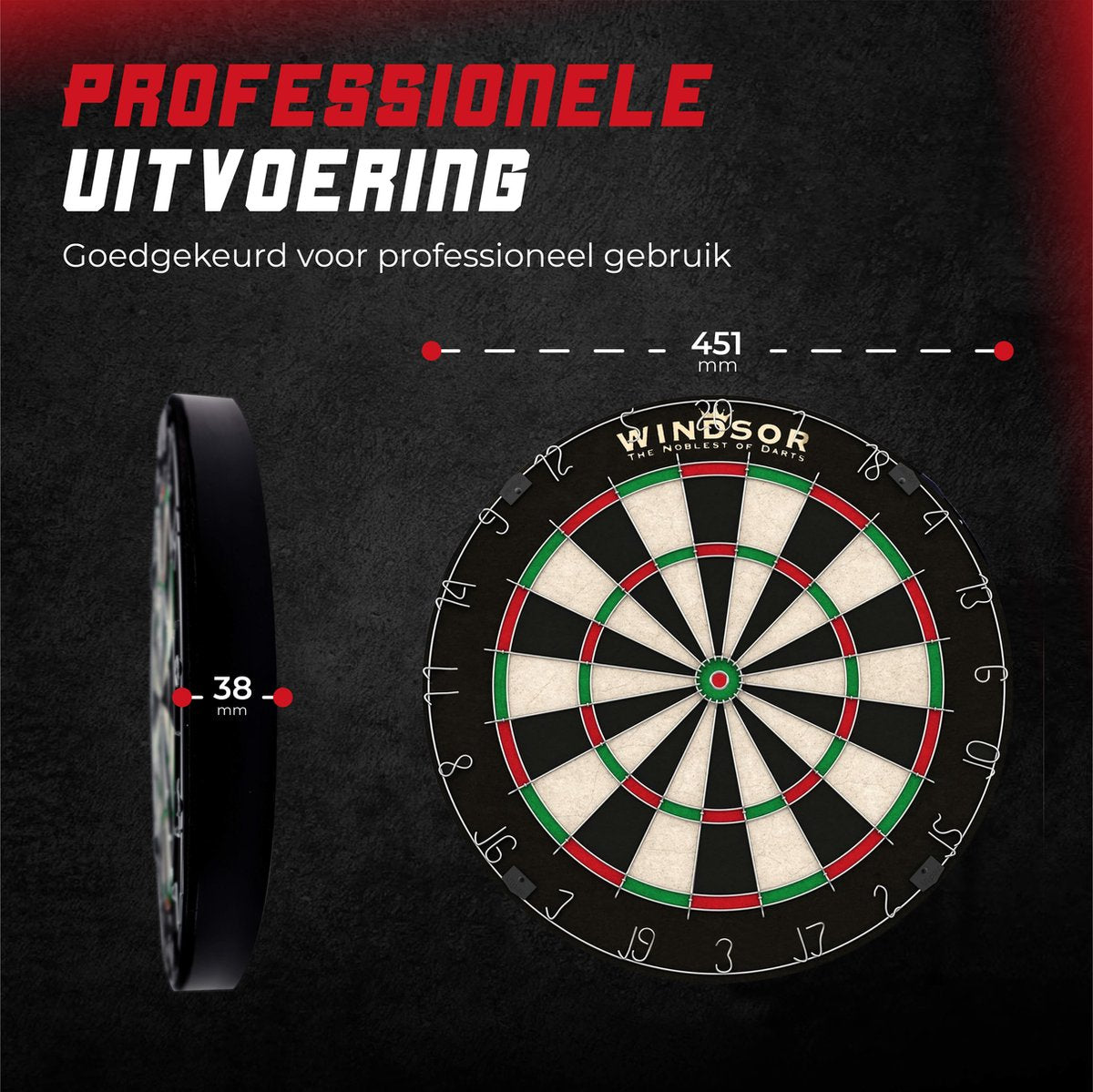 WINDSOR Dartscheibe - mit Darts & Zubehör - Sisal - Dartscheibe - Ritter 3