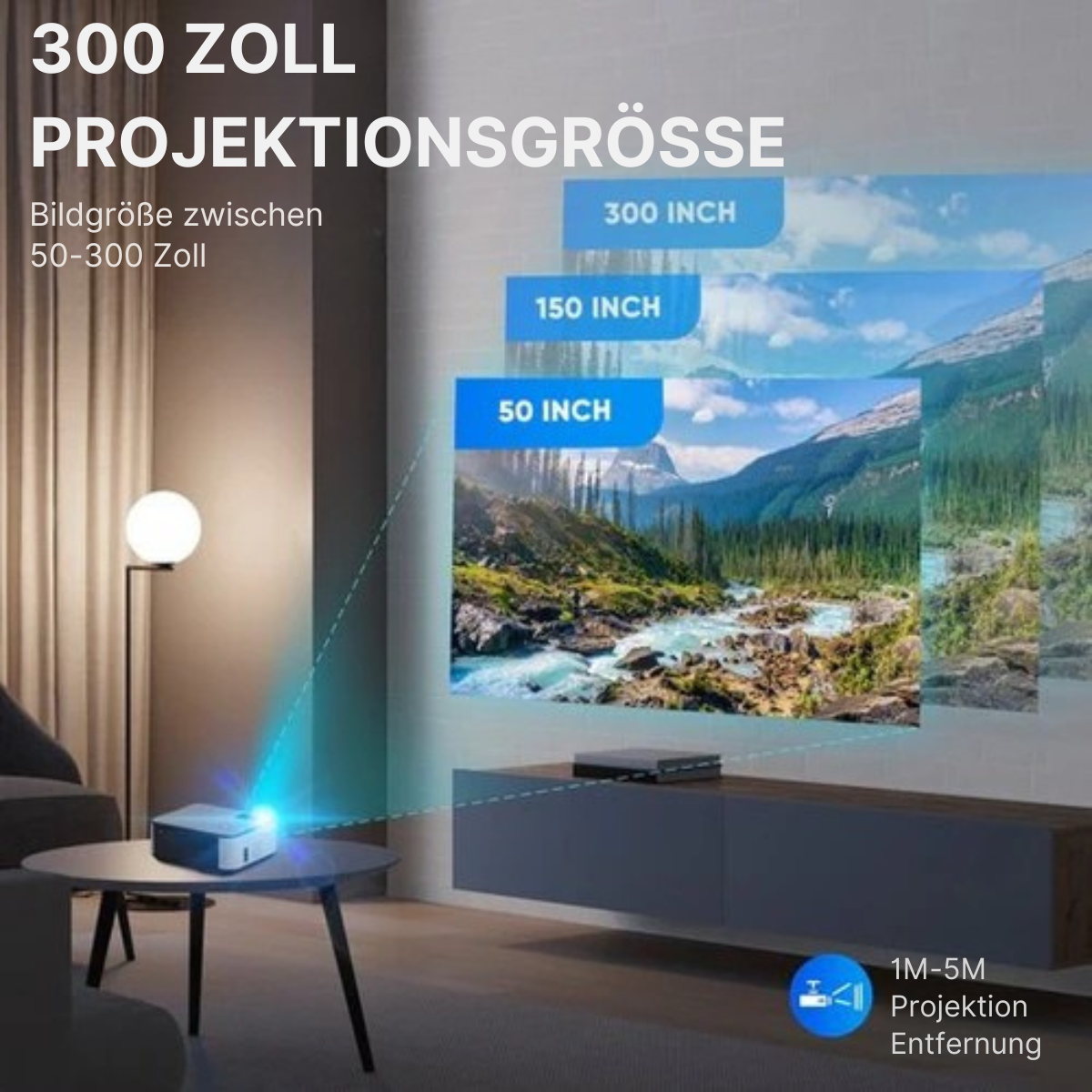 Strex - Mini Beamer - Full HD - 7000 Lumen Streaming vom Telefon - mit WLAN - Weiß