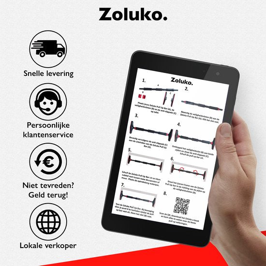 Zoluko Professional Klimmzugstange - 200kg Tragkraft - Inkl. E-Book - Einfache Befestigung - Klimmzugstange Fitness - Klimmzugstation für den Heimsport - Klimmzugstange - Schwarz/Rot