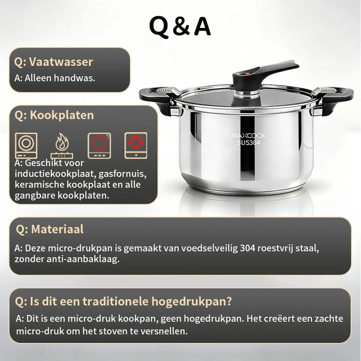 Maxcook Mikrodruck-Suppentopf mit Deckel – Edelstahl 304 – 24 cm – 6 l
