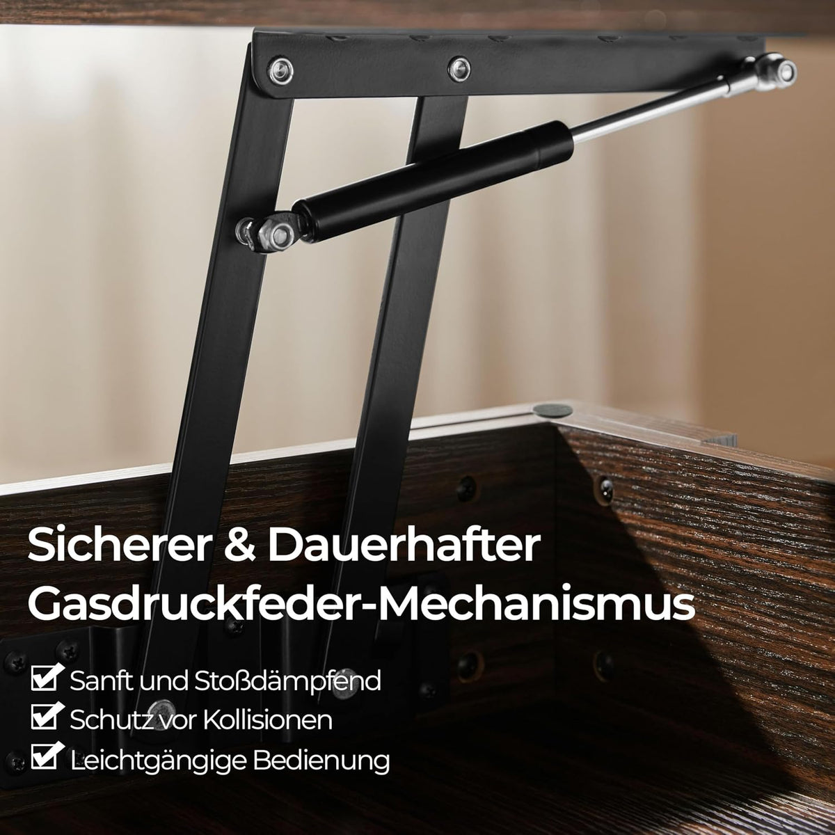 Yaheetech Couchtisch 98 x 50 x 41,8 cm – Braun – Höhenverstellbar – Ausziehbare Tischplatte – Mit Stauraum