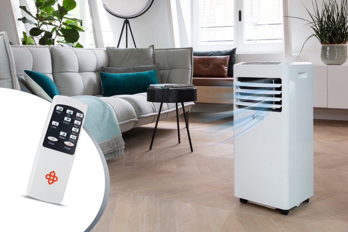 Dutch Orginials - Smart Air Conditioner - 7000 BTU - Klimaanlage auf Rädern - 3 Funktionen - Kühler, Entfeuchter, Ventilator - Für Haus und Büro -25 - 30 m3 - Inkl.