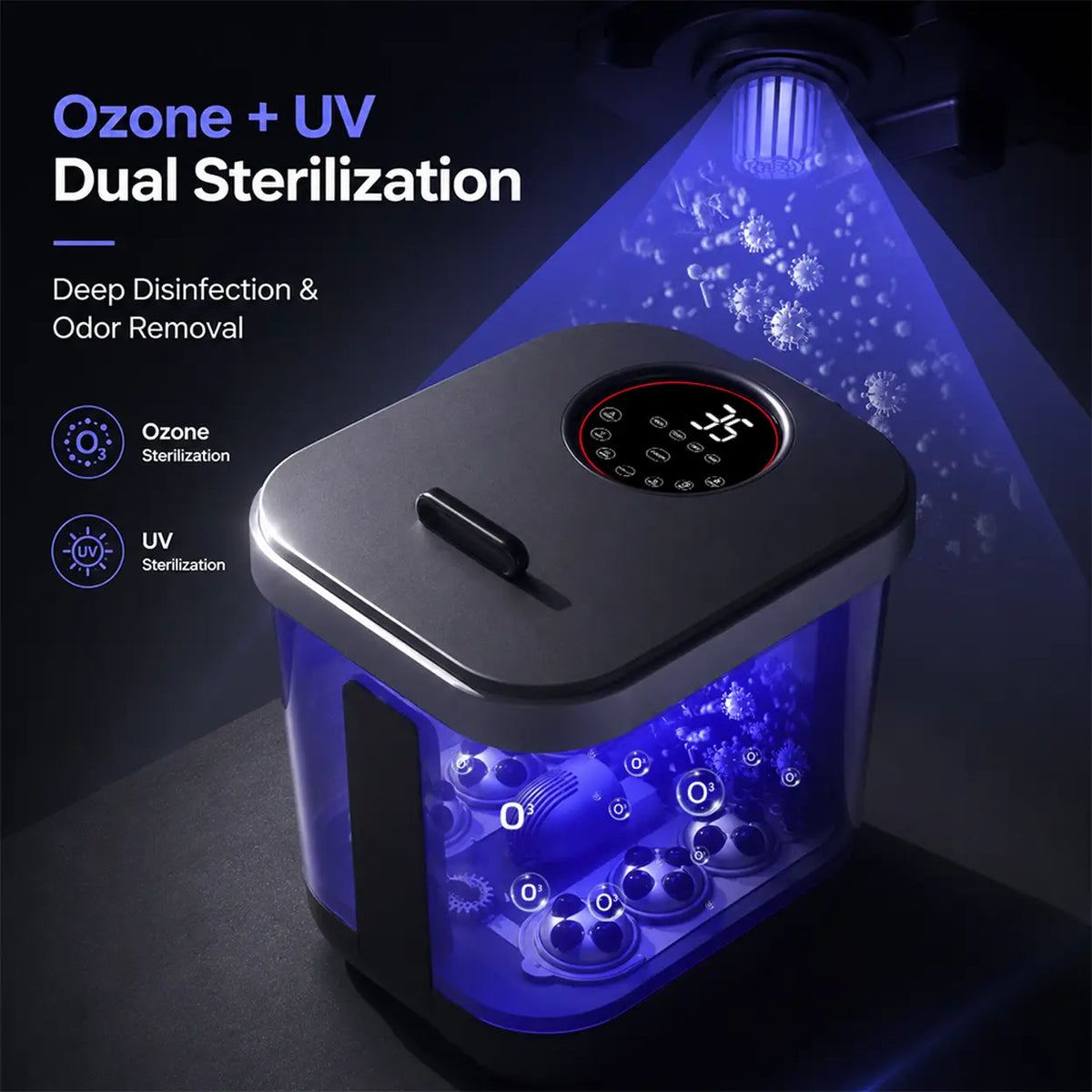 Kasj Z201 Elektrisches Fußbad-Massagegerät mit 6 Rollen – UV-Sterilisation