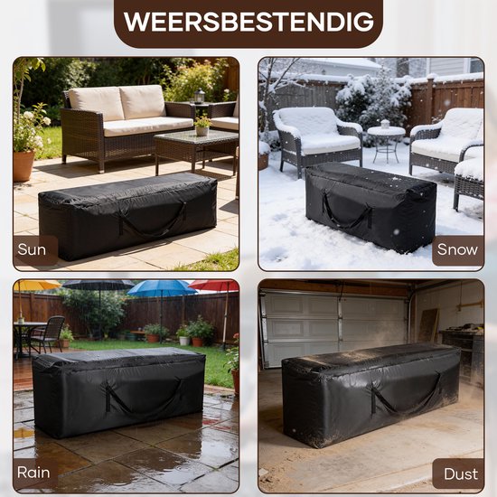 Villux Gartenmöbel-Kissenbezug – Gartenkissenbezug – Wasserdicht – 420D – Aufbewahrungstasche für Gartenkissen – Gartenkissentasche – Schutzhülle für Gartenmöbel – Schutzhülle für Gartenkissen – Schutzhülle für Loungeset – 200 cm x 75 cm x 60 cm