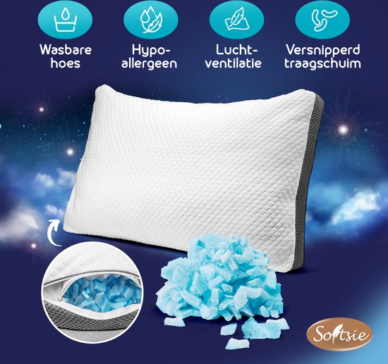 Softsie Memory Foam Pillow 70x50 - Ergonomisches Kopfkissen - Verstellbares Schlafkissen - Kopfkissen - Kissen Nackenschmerzen