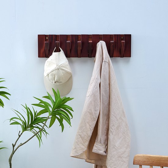 Urban State Piano Garderobe - dunkles Holz - Wandgarderobe - 8 Haken - Garderobenständer hängend - Walnuss Finish