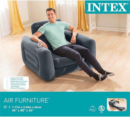 Intex - Ausziehbarer aufblasbarer Schlafsessel - Komfortabler 2-in-1-Loungesessel und Hüttenbett