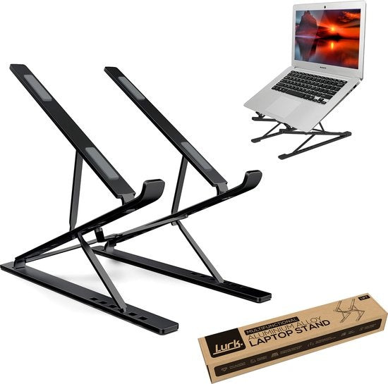 LURKÂ® Laptop-Ständer verstellbar - Ergonomischer Laptop-Halter - klappbar - Notebook/Buch/Tablet - Aluminium - 11 bis 17 Zoll - Schwarz