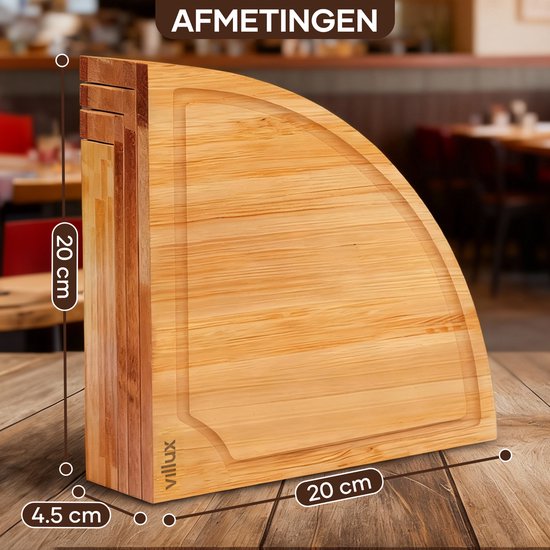 Villux Tapas-Brett – Snack-Brett – Servierbrett – Käsebrett – Häppchenbrett – inklusive Käsemesser – Tapas-Brett aus Bambus – rundes Snack-Brett – inklusive E-Book – ø 38 cm