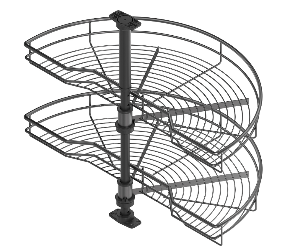 Menage Comfort 180° schwenkbarer Korb für Eckküchenschrank – Anthrazitstahl – 500 mm – 850 x 630–730 x 400 mm