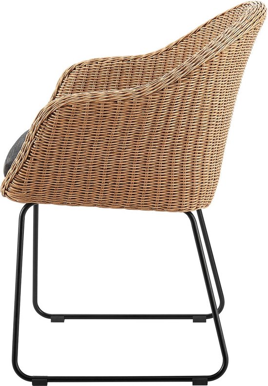 Juskys - Gartenstühle Cody - 2 Stück - inkl. Kissen - braun/schwarz