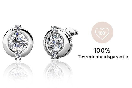 Yolora Damen Ohrringe mit runden Kalpa Camaka Kristallen - Farbe Silber - 18K Weißgold plattiert - Geschenk zum Muttertag