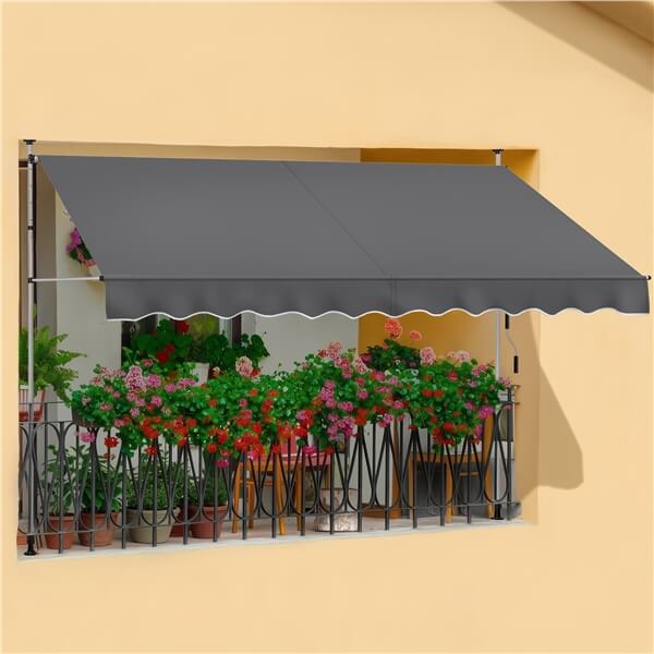 Yaheetech Klemmmarkise – Balkonmarkise mit Handkurbel 250 x 180 cm – Beige – Ohne Bohren
