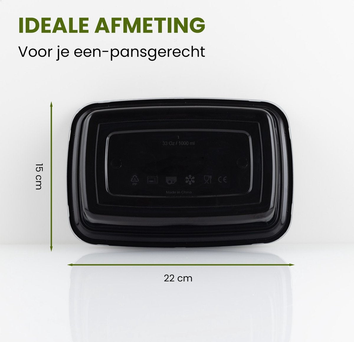 Nimma Meal Prep Trays - 30 Stück - 1 Fach Frischhalteschalen - Kunststoffschalen mit Deckel - 1L - Schwarz