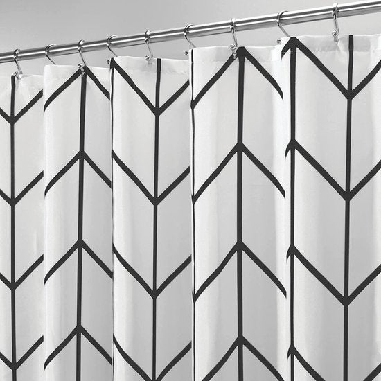 Duschvorhang Bad-Accessoires - Fishbone - Schwarz/Weiß- 180x200 cm