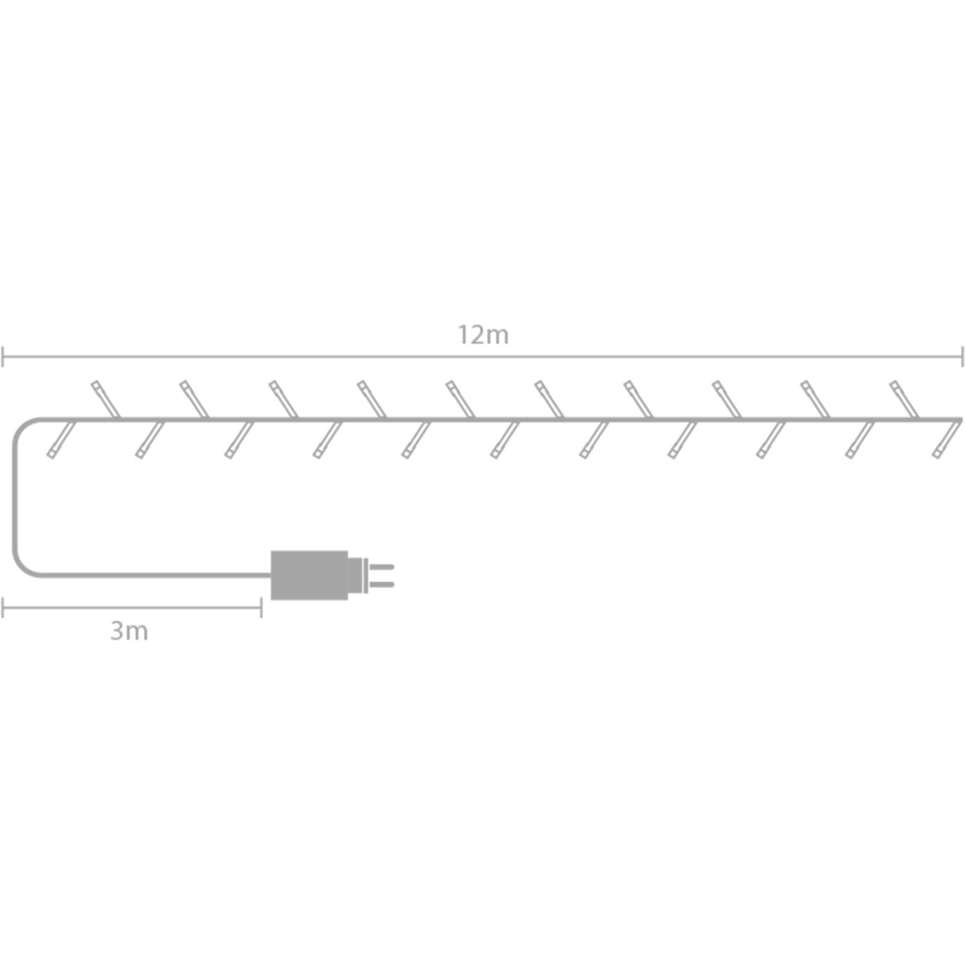 Wega LED, Lichtgirlande, 12 m, 80 LEDs, mehrfarbig, grünes Kabel, für den Innen- und Außenbereich, 24 V