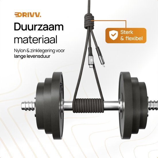 Drivv. USB-C-zu-USB-C-Kabel 4.0 – Gen 3 – 240 W Schnelllader – 8K 60 Hz – 40 Gbit/s – 3 Meter – Nylon – Schwarz