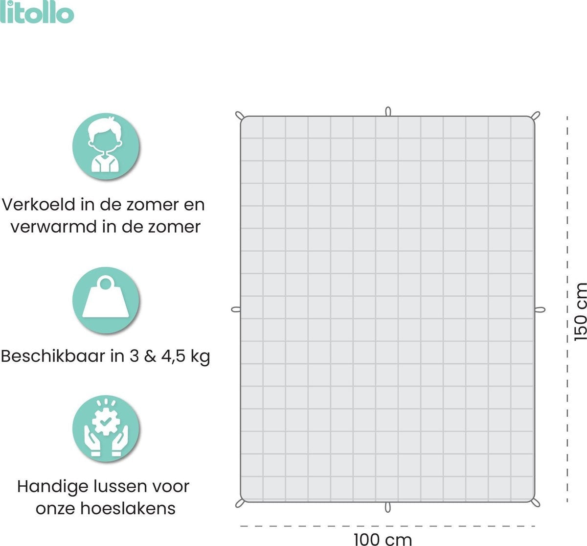 Litollo Gewichtsdecke Kind 3 kg - Gewichtsdecke - Langlebiges Bambusmaterial - Anthrazit - 100x150cm