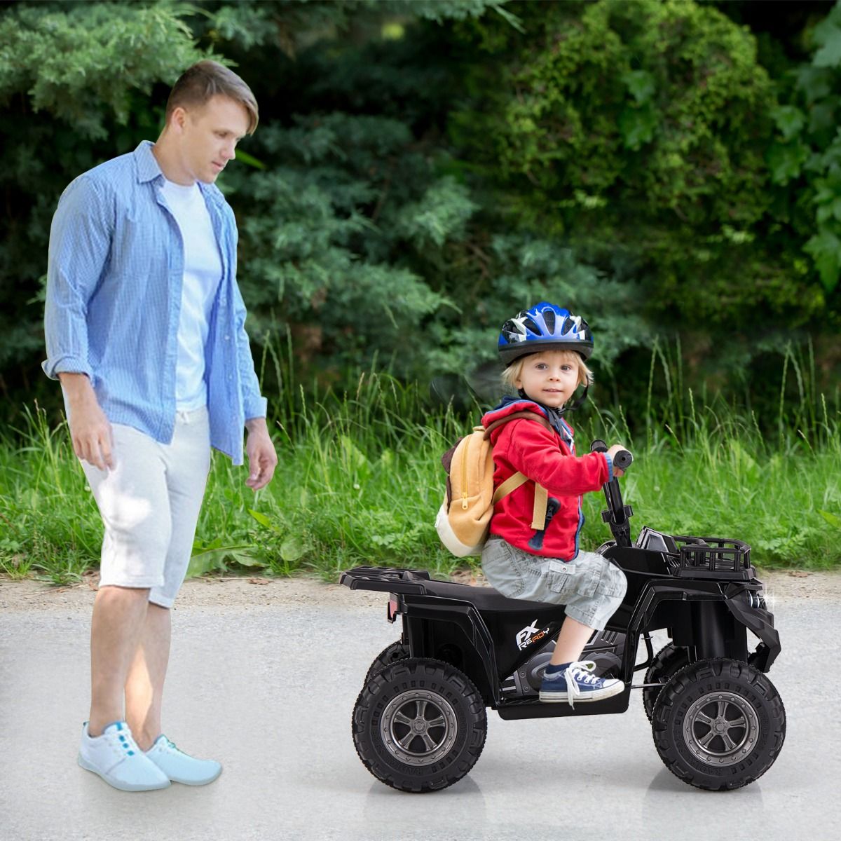 Coast Elektrisches Kinder-Quad – mit MP3-Player – Vorwärts- und Rückwärtsgang – schwarz