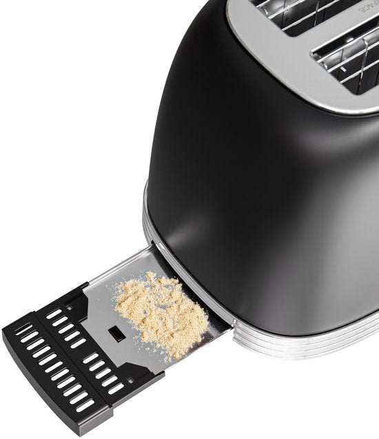 KitchenBrothers Retro-Toaster - Toaster - 6 Heizstufen - 2 extra breite Schlitze - 815W - Schwarz