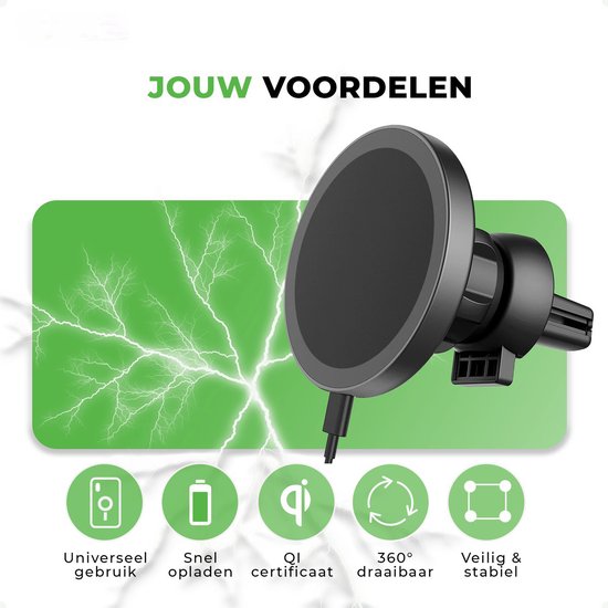 iSetchi Telefonhalterung - Qi Wireless Charger - 15-Watt-Schnellladegerät - Lüftungsgitter