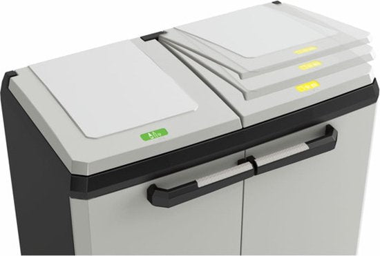 Keter Split Basic Recycling Mülltonne für draußen - 68x39x85 cm - Grau/Schwarz