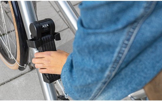 AXA Fold Ultra 90 ART 2 Faltschloss - Qualitätsgeprüftes Fahrradschloss - Premium-Schloss für Elektrofahrräder, Fatbikes und Bakfiets - Faltschloss mit Halterung und Schlüsseldienst - 90 cm