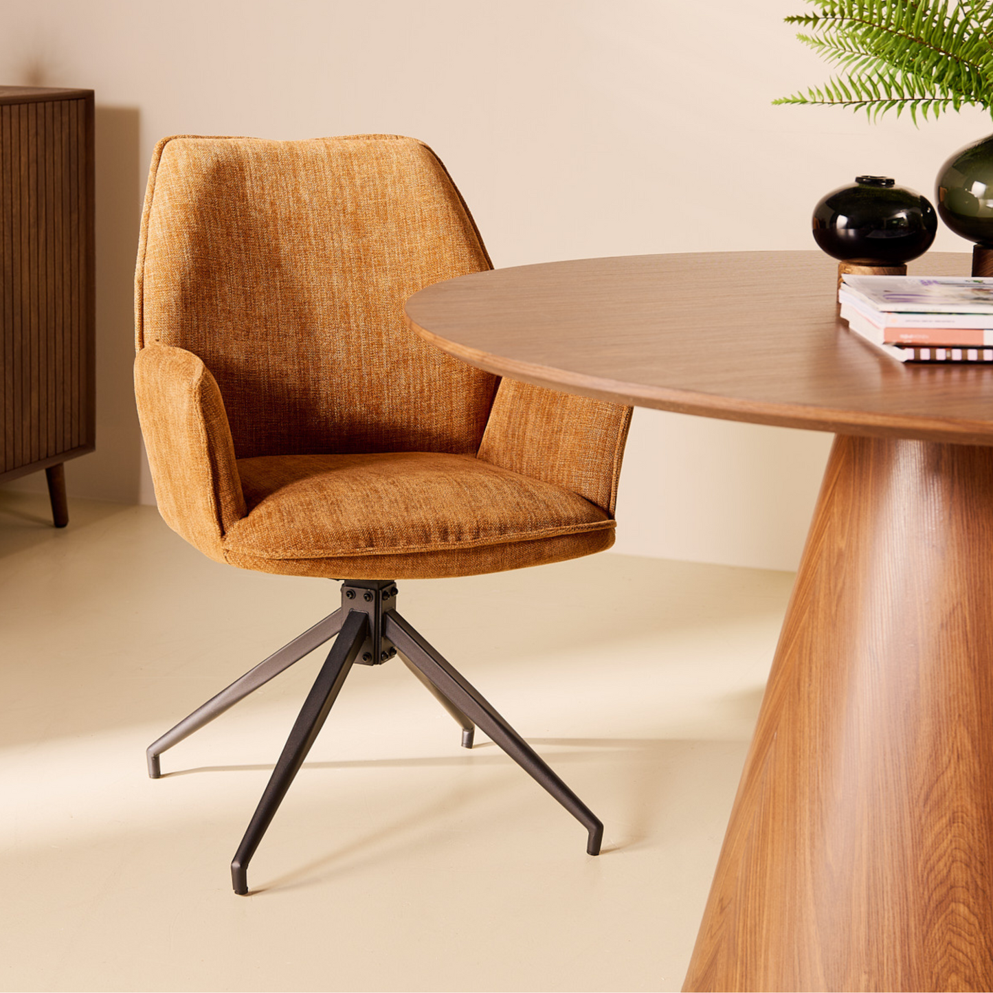Multifurn - Esszimmerstühle - 2er Set - Drehbar - 57 x 63 x 90 cm - Cognac/Braun