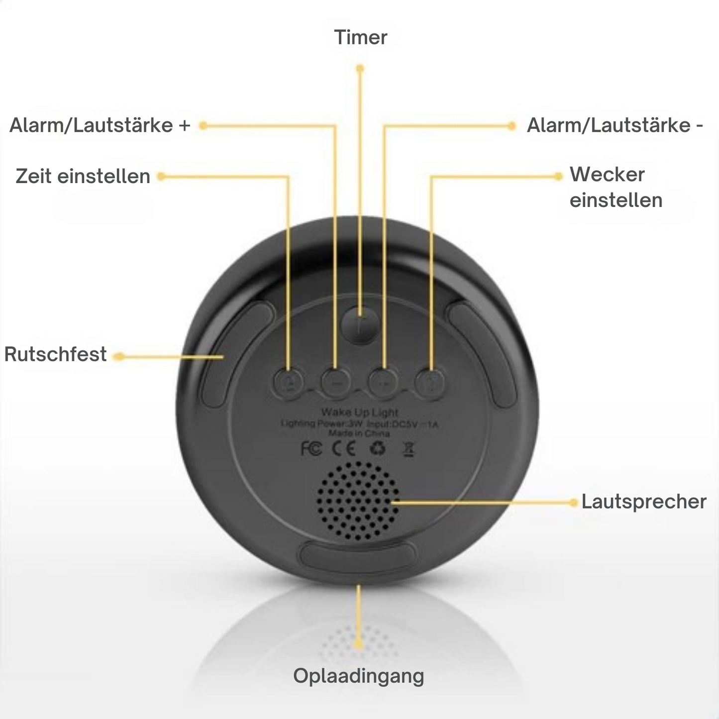 Loftey - Lichtwecker - 5 Naturgeräusche - Snooze-Funktion - Weiß