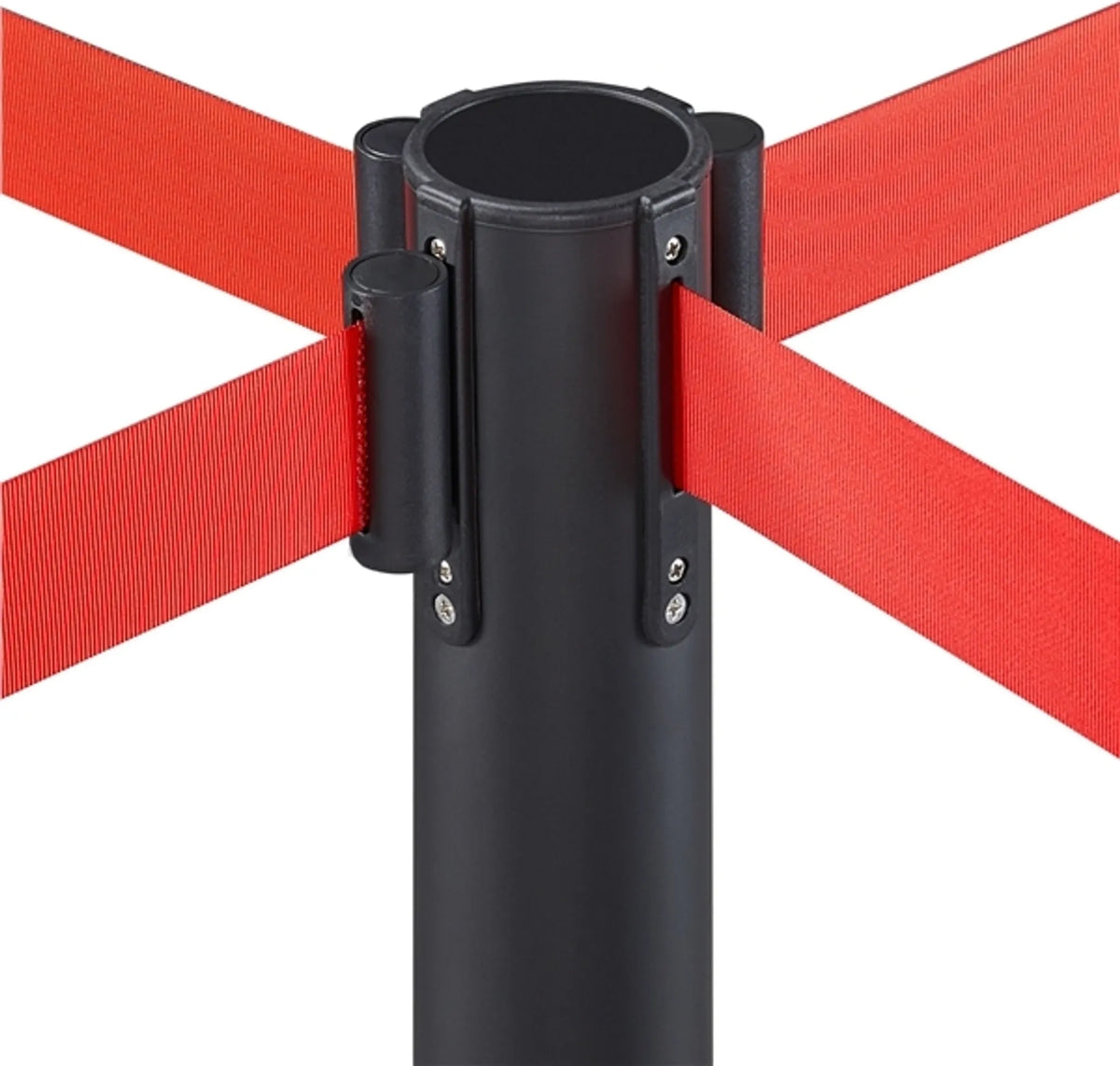 Absperrpfosten, 2er-Set mit einziehbarem Absperrband (200 cm) und schwerem Sockel, rot