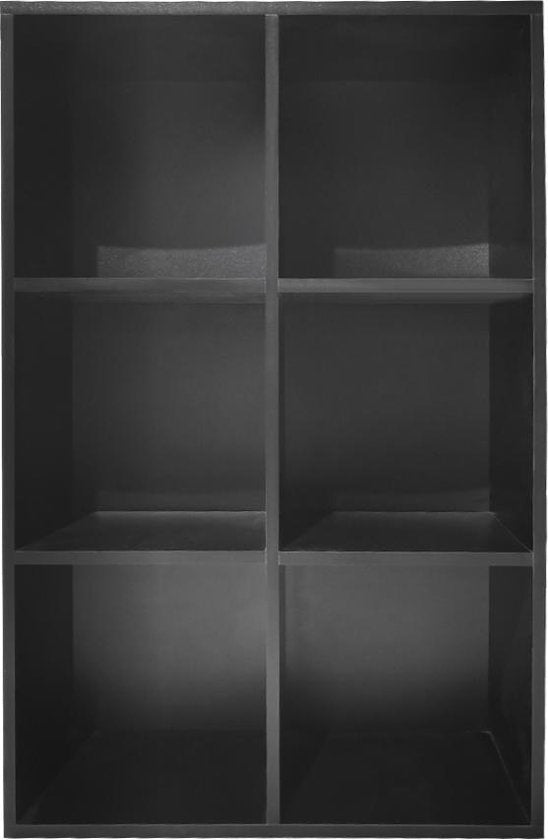 Fächerschrank Vakkie - 6 offene Fächer Aufbewahrungsschrank - Bücherregal - Wandschrank - Schwarz