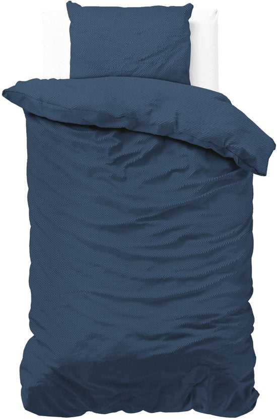 Zensation Satin Point – Bettbezug – Einzelbett – 140 x 200/220 + 1 Kissenbezug 60 x 70 – Blau