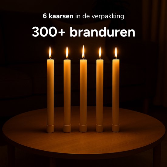 LED-Kerzen mit beweglicher Flamme - 6 Kerzen - inklusive Fernbedienung - Wiederaufladbare Fake-Kerzen mit flackernder Flamme - 300+ Brennstunden - Luft