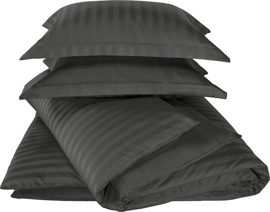 De Witte Lietaer Bettbezug aus Baumwollsatin Zygo – Einzelbett – 240 x 220 cm – Schwarz