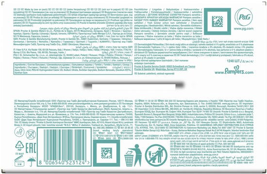 Pampers Sensitive Feuchttücher – 2-in-1: Sanfte Reinigung & Schutz – 0 % Kunststoff in den Tüchern – 24 Packungen à 52 Tücher = 1248 Babyfeuchttücher